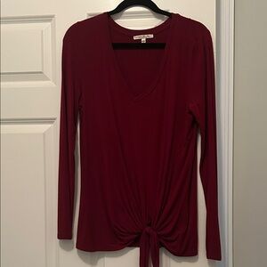 Express Burgundy V-Neck Women's Top